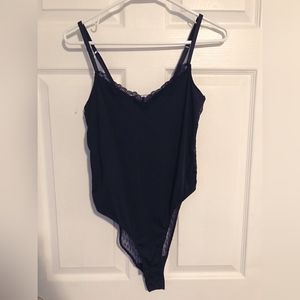 Faux Silk Black Lace Body Suit
